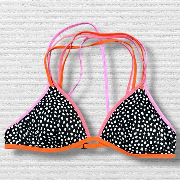Victoria’s Secret Bikini Set Strappy Cheeky Pebble Dot Print Triangle Neon Small - Picture 2 of 10